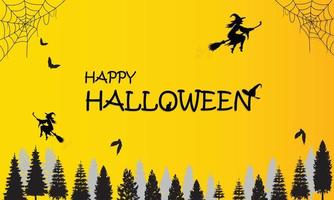 Happy HALLOWEEN gradient background with spooky silhouette vector