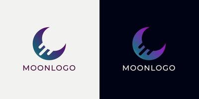 Crescent moon logo design. Abstract style illustration for background, cover, banner. Ramadan Kareem vector