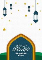 Ramadan Kareem designs. Islamic greeting poster template with Ramadan for celebration design. Background, Banner, Cover, Wallpaper. Vector Illustration.