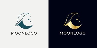 Elegant crescent moon logo design. Abstract style illustration for background, cover, banner. Ramadan Kareem vector