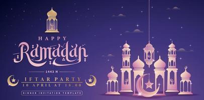Happy Ramadan, applicable for website banner, header webs, business sign, corporate poster, flyer, ads campaign, social media post, advertising agency, advertisement, billboard, media promotion vector