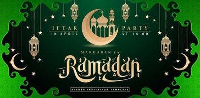 Ramadan kareem illustration of iftar party concept design, applicable for banner corporate, poster company, header website, tagline webs, landing page, greeting cards, social media posts, ads, agency vector