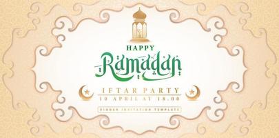 happy ramadan illustration of iftar party backgrounds, applicable for website banner, corporate poster, business sign, social media posts, ads campaign, advertising agency, billboards, greeting cards vector