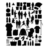 silhouette design with man baby, player etc illustration vector