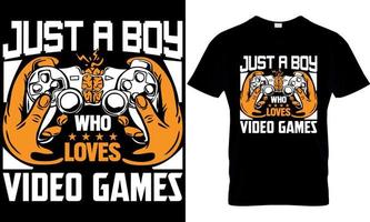 gaming typography t-shirt design with editable vector graphics. just a boy who loves video games
