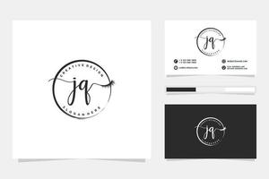 Initial JQ Feminine logo collections and business card templat Premium Vector