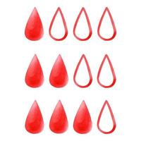 Menstruation blood drops. Scale with menstrual drops isolated set. For hygienic products design. Watercolor illustration. vector