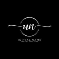 Initial UN feminine logo collections template. handwriting logo of initial signature, wedding, fashion, jewerly, boutique, floral and botanical with creative template for any company or business. vector