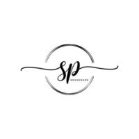 Initial SP feminine logo collections template. handwriting logo of initial signature, wedding, fashion, jewerly, boutique, floral and botanical with creative template for any company or business. vector