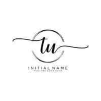 Initial TU feminine logo collections template. handwriting logo of initial signature, wedding, fashion, jewerly, boutique, floral and botanical with creative template for any company or business. vector