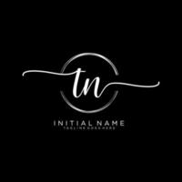 Initial TN feminine logo collections template. handwriting logo of initial signature, wedding, fashion, jewerly, boutique, floral and botanical with creative template for any company or business. vector