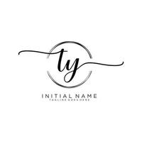 Initial TY feminine logo collections template. handwriting logo of initial signature, wedding, fashion, jewerly, boutique, floral and botanical with creative template for any company or business. vector