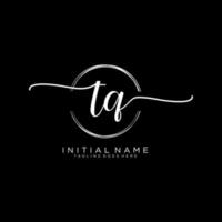 Initial TQ feminine logo collections template. handwriting logo of initial signature, wedding, fashion, jewerly, boutique, floral and botanical with creative template for any company or business. vector