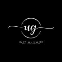 Initial UG feminine logo collections template. handwriting logo of initial signature, wedding, fashion, jewerly, boutique, floral and botanical with creative template for any company or business. vector