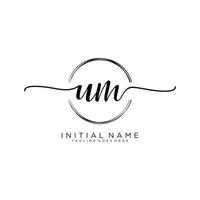 Initial UM feminine logo collections template. handwriting logo of initial signature, wedding, fashion, jewerly, boutique, floral and botanical with creative template for any company or business. vector