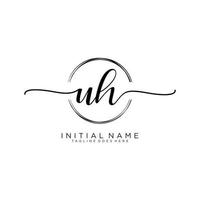 Initial UH feminine logo collections template. handwriting logo of initial signature, wedding, fashion, jewerly, boutique, floral and botanical with creative template for any company or business. vector