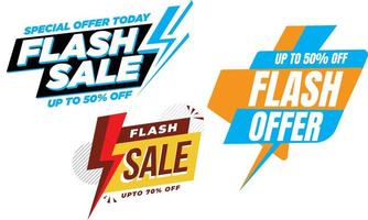 Flash sale banner lightning text and background vector