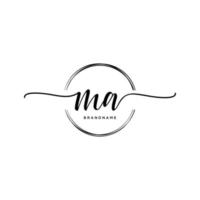 Initial MA feminine logo collections template. handwriting logo of initial signature, wedding, fashion, jewerly, boutique, floral and botanical with creative template for any company or business. vector