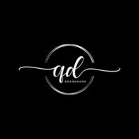 Initial QD feminine logo collections template. handwriting logo of initial signature, wedding, fashion, jewerly, boutique, floral and botanical with creative template for any company or business. vector