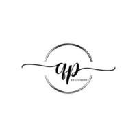 Initial QP feminine logo collections template. handwriting logo of initial signature, wedding, fashion, jewerly, boutique, floral and botanical with creative template for any company or business. vector