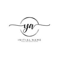 Initial YA feminine logo collections template. handwriting logo of initial signature, wedding, fashion, jewerly, boutique, floral and botanical with creative template for any company or business. vector