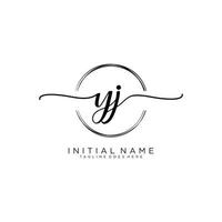 Initial YJ feminine logo collections template. handwriting logo of initial signature, wedding, fashion, jewerly, boutique, floral and botanical with creative template for any company or business. vector