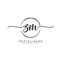 Initial ZM feminine logo collections template. handwriting logo of initial signature, wedding, fashion, jewerly, boutique, floral and botanical with creative template for any company or business. vector
