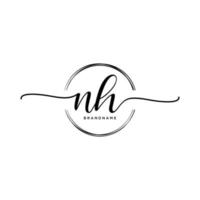 Initial NH feminine logo collections template. handwriting logo of initial signature, wedding, fashion, jewerly, boutique, floral and botanical with creative template for any company or business. vector