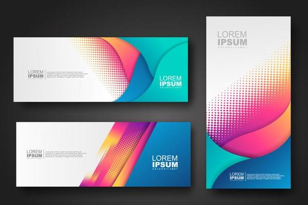 Banner set design template in trendy dynamic gradient colors