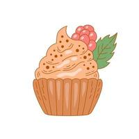 Cute cupcake with raspberry vector