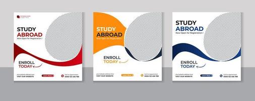 Study Abroad Social Media Post design template vector