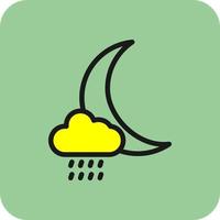 Cloud Moon Rain Vector Icon Design