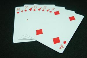 Straight Flush ,Any sequence all the same suit, for instance 8-7-6-5-4 in black background photo
