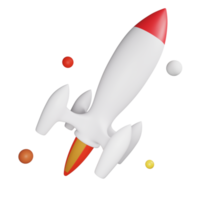 3D render startup icon isolated on transparent background, 3D rocket was lauched to the moon. business icon 2 png