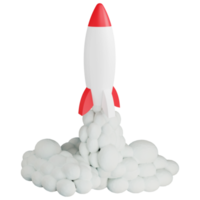 3D render startup icon isolated on transparent background, 3D rocket was lauched to the moon. business icon png