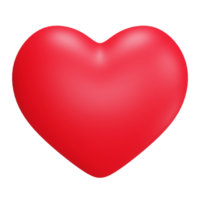 3D render red heart icon isolated on transparent background png