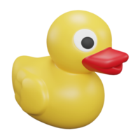 3D render rubber duck icon isolated on transparent background png