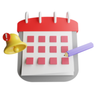 3d rendere notifica calendario icona isolato su trasparente sfondo 2 png