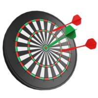 3D render dartboard icon isolated on transparent background png