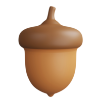 3D render acorn icon isolated on transparent background png