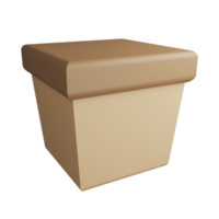 3D render box cartoon design icon isolated on transparent background png