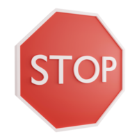 3D render stop sign icon isolated on transparent background, red mandatory sign png