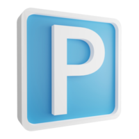 3d machen Parkplatz Zeichen Symbol isoliert auf transparent Hintergrund, Blau informativ Zeichen png