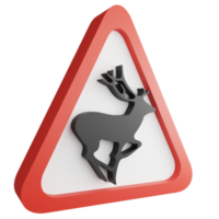 3D render wild animals sign icon isolated on transparent background, red mandatory sign png