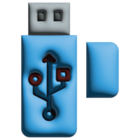 3D illustration flash drive in office set png