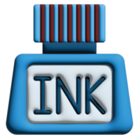 3D illustration ink in office set png