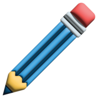 3d illustration crayon dans Bureau ensemble png