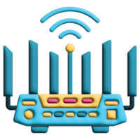 3d illustrazione router nel inteligente casa impostato png