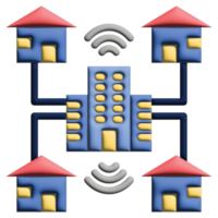 3D illusration network in work from home set png