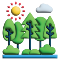 3D illustration forest in mother earth day set png